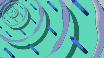 Abstract animation of birthday cake. Design. Circles move in streams with the image of cake. Festive animation with cake and candles video