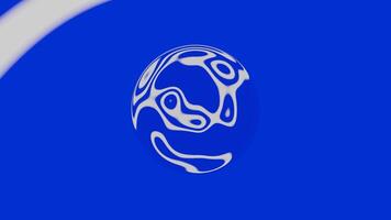 Ball with liquid pattern on background of moving lines. Design. 3d mirror ball with moving pattern lines. Reflection of liquid lines in 3D ball video