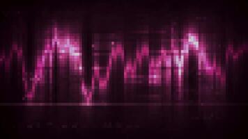 Audio wave simulation, medical research on a computer screen. Motion. Colorful pulsating signal on a dark screen. video