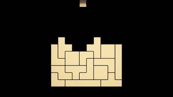 Tetris animation on black background. Design. Abstract monochrome retro construction game. video