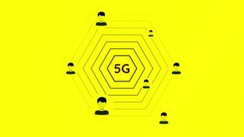 Yellow and white background. Motion.A bright background that shows the distribution of the Internet 5 g and users icons that will connect in the animation. video