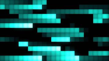 Abstract retro tetris snake game on a black screen. Motion. Turquoise moving stripes of squares. video