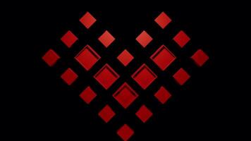 Abstract heart shape created by red rhombuses. Design. Geometric figure isolated on a black background. video