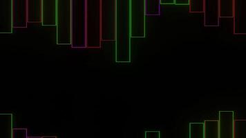 Black background . Design. Clear bright lines of different colors in animation that jump up and down like graphs . video