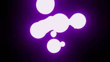 Dark background with blots. Design.Bright white dense spots in the animation connect and disconnect and are highlighted with a purple hue. video