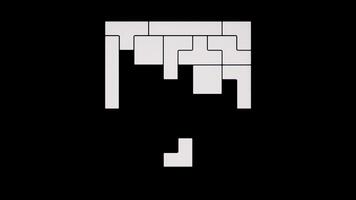 Tetris animation on black background. Design. Abstract monochrome retro construction game. video
