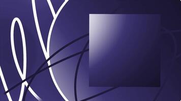 3D animation with moving lines and circle. Motion. Animated screensaver with geometric shapes and place to insert. Moving swirling lines with circle and square appearing video