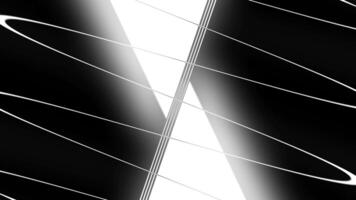 Black background. Motion.A white line that bends and glitters in different directions and different triangles appear in the animation. video