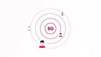 Yellow and white background. Motion.A bright background that shows the distribution of the Internet 5 g and users icons that will connect in the animation. video