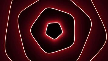 Moving pentagons. Motion. Pulsating waves of geometric shapes. Pentagons move in rotating pulsating tunnel video