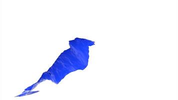 White background. Design.A red and blue scarf in animation that flies in different directions and paint comes from it. video