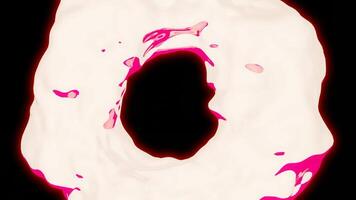 Abstract fluid figure in bright holographic colors gradients. Design. Reflective surface of sphere with a hole in the middle. video