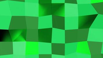 Purple and green background. Design.Bright squares in 3d format that rise and fall back in different directions. video