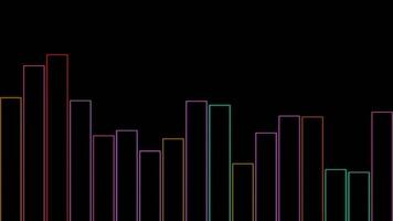 Contour lines of equalizer. Design. Colorful stripes move in musical beat on black background. Simple lines move in style of equalizer video