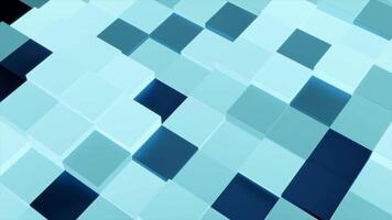 Digital animation of blue rectangles moving through screen. Design. Waves of moving up and down cubes. video
