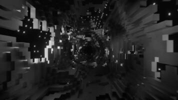 A tunnel with lights and sparkles. Design.A light tunnel with windows where different glitter flies in the animation that moves inwards. video