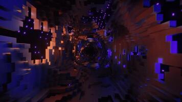 A tunnel with lights and sparkles. Design.A light tunnel with windows where different glitter flies in the animation that moves inwards. video