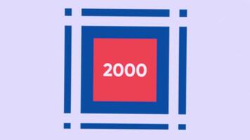 Stylish animation with date for intro. Motion. Background animation with date in square for theme of content. Date in square with inscription. 2000s video