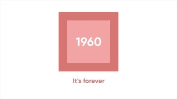 Retro pattern of the sixties times. Motion. 1960, this is my time, it is forever inscription under the colorful square on a white background. video