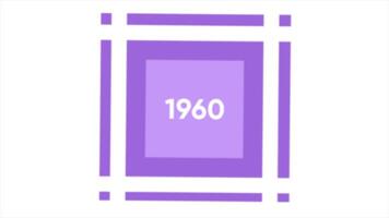 Stylish animation with date. Motion. Animation insert for historical content. Date 1960 in square of modern animation video