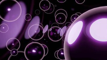 Soap bubbles floating on a black background. Design. Same size spherical silhouettes flying into the same direction. video
