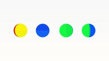 Abstract dynamic background of the four circles changing colors fast on a white background. Motion. Geometric figures in motion. video