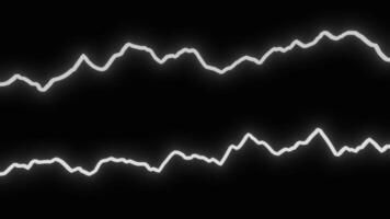 Glowing lines vibrate and move in waves on black background. Design. Moving voltage lines of electricity or musical rhythm. Ripples and waves on neon lines video