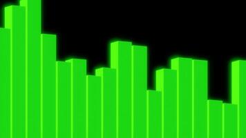 Modern 3d business chart graphics on a black background. Design. Moving dynamically up and down vertical columns. video