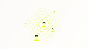 Animation with circles and account icons. Motion. Icons of person with spread of circles. Propagation of signal from icon with person. Info animation with icons and social networks video