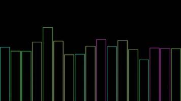 Column Equalizer. Design. Colorful columns of contour lines move to beat of music. Contour equalizer on black background video