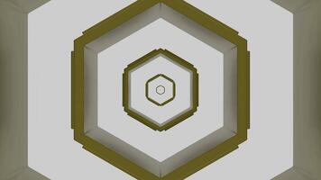 Hypnotic flight inside hexagonal tunnel of white and green stripes. Design. Endless corridor of geometric figures. video