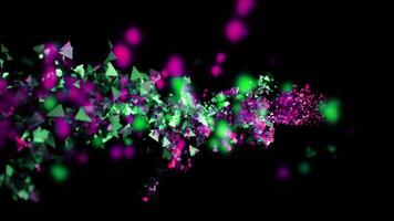 Concept of celebration, flying colorful confetti. Design. Tiny bright particles cloud flying on a black background. video