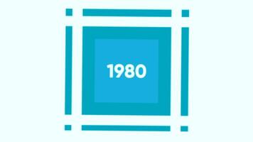 Retro pattern with 1980 year in blue squares on a white background. Motion. Inscription this is my time, it is forever. video