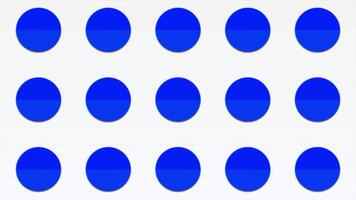 Rows of small circular icons changing colors. Motion. Dynamic pattern with rows of circles blinking with color change on a white background. video