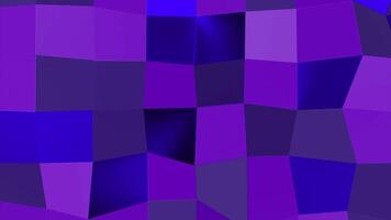 Purple and green background. Design.Bright squares in 3d format that rise and fall back in different directions. video