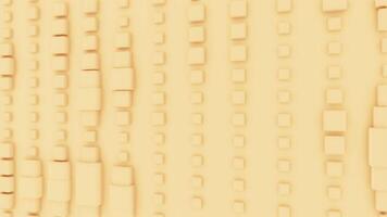 Yellow wall of cubes rotating with movement of 3D cubic blocks. Design. Spinning light pink wall with rows of cubes. video