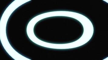 Background with moving liquid pattern of ovals. Design. Neon ovals flow in stream on black background. Stream of moving geometric ovals video
