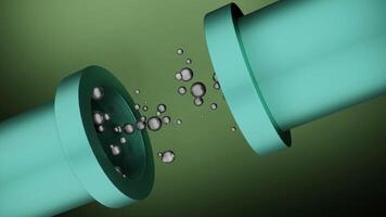 Balls move in 3d tubes. Design. 3D animation with pipes and moving balls. Bubbles or balls move through technical pipes video