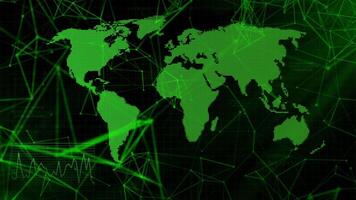 Gray and green graph. Motion.Shown is a world map with a population that is shown in numbers in each country in 3d animation. video