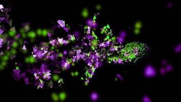 Concept of celebration, flying colorful confetti. Design. Tiny bright particles cloud flying on a black background. video