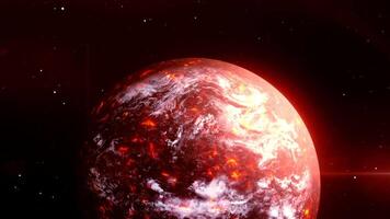 Unexplored 3d planet in space. Motion. Planet rotates in space. Unknown dangerous or empty planet in outer space. Disaster on dangerous red planet video