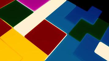 Tetris animation on black background. Design. Abstract colorful retro construction game. video