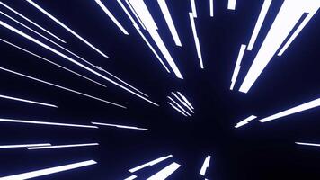 Animation beams in cyberspace. Design. Virtual stripes randomly move like rays. Animated stripes in rays of sun in neon color video