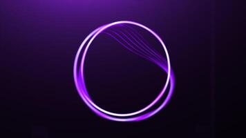 Green and purple background . Motion . A bright background with a glowing ring in the animation that separates and the light creates different patterns with a beam. video