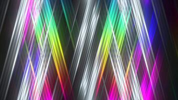 Animation of moving rays of colorful prism. Motion. Moving 3d pattern with sand stripes. Geometric pattern of stripes intersected by iridescent prism video