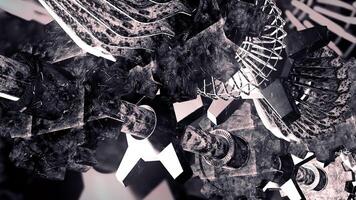 Gray background . Motion.Mettalic motors of different sizes in abstraction. video