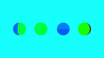 Bright animation. Motion.Multicolored small balls changing color and relevant on a bright blue background. video
