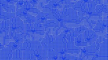Background of many repeating hearts. Design. Computer glitch with repeating pattern and shape. Glitch of moving hearts in computer style video