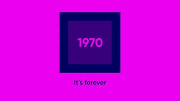 Stylish animation with date for intro. Motion. Background animation with date in square for theme of content. Date in square with inscription. 1970s video