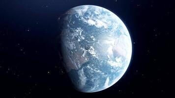 Rotation of planet Earth in days. Motion. Planet Earth alternates day and night in rotation. 3D model of day changes on planet Earth in space video